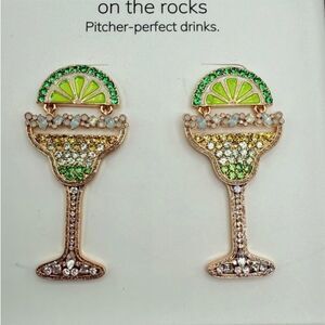 BaubleBar Earrings Margarita On The Rocks Crystal & Shell Cocktail Glass Drop